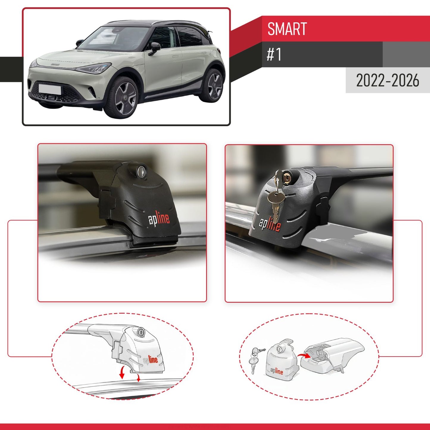 Kompatibel mit Smart #1 2022-2024 ACE-2 Relingträger Dachträger Auto Gepäckträger Schwarz Aluminium 2 Stangen