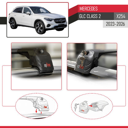 Compatibile con Mercedes Classe GLC 2 (X254) 2023-2025 ACE-2 Barre Tetto Portapacchi Auto Barre Portatutto Nero Alluminio 2 Barre