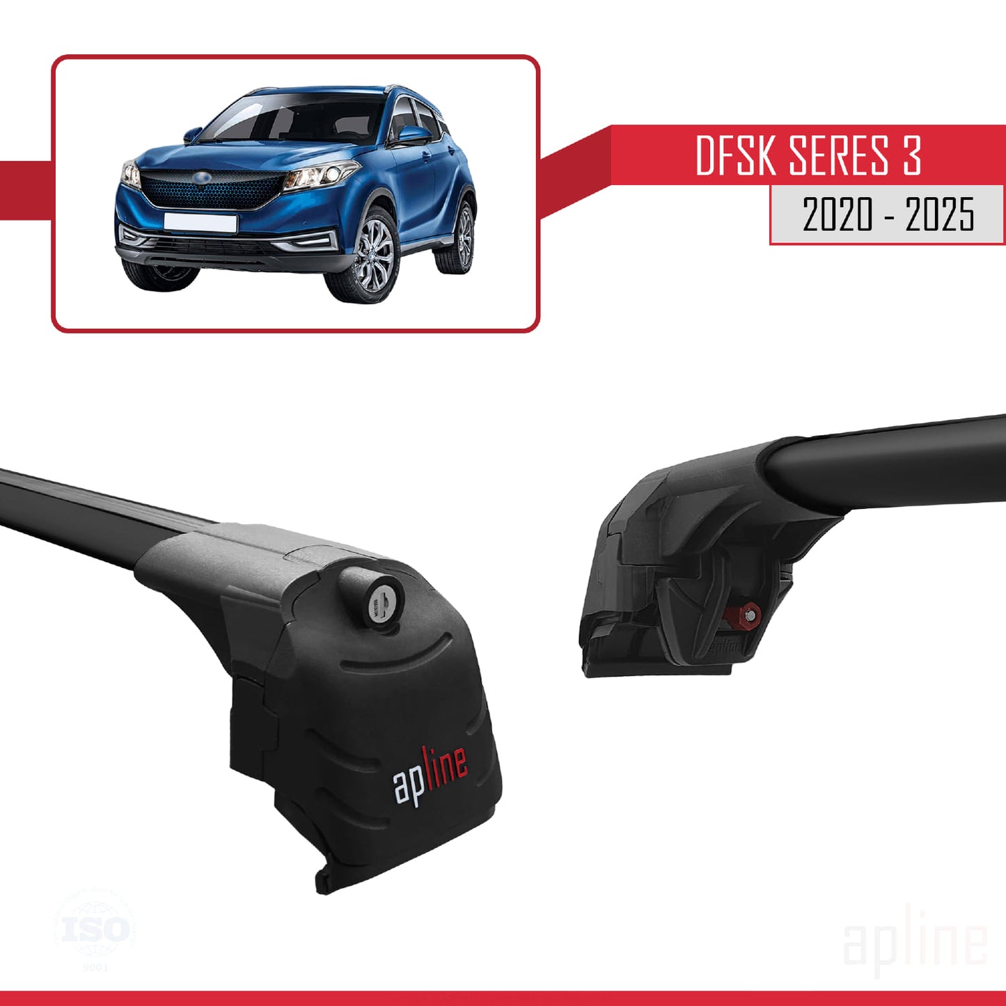 Compatible con DFSK Glory/Seres 3 2020-2025 ACE-2 Barras de Techo Auto Portaequipajes Barras Transversales Negro Aluminio 2 Barras