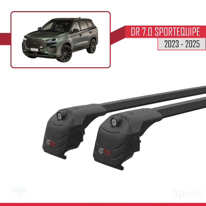 Compatible avec DR 7.0 Sportequipe 7 (It) 2023-2025 ACE-2 Barres de Toit Railing Porte-Bagages de Voiture Noir Aluminium 2 Barres