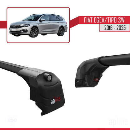 Compatible avec Fiat Egea Break 2016-2025 ACE-2 Barres de Toit Railing Porte-Bagages de Voiture Noir Aluminium 2 Barres