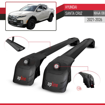 Compatible avec Hyundai Santa Cruz (NX4A OB) 2021-2026 ACE-2 modèle Barres de Toit Railing Porte-Bagages de Voiture Noir Aluminium Barres