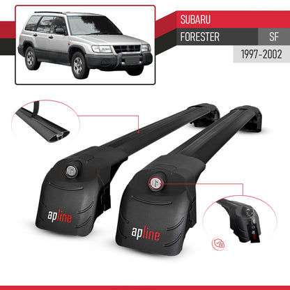 Compatible avec Subaru Forester (SF) 1997-2002 ACE-2 modèle Barres de Toit Railing Porte-Bagages de Voiture Noir Aluminium Barres
