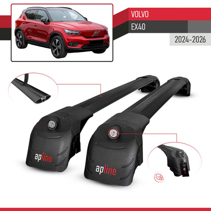 Kompatibel mit Volvo XC40 (Elektrik) 2020-2025 ACE-2 Relingträger Dachträger Auto Gepäckträger Schwarz Aluminium 2 Stangen