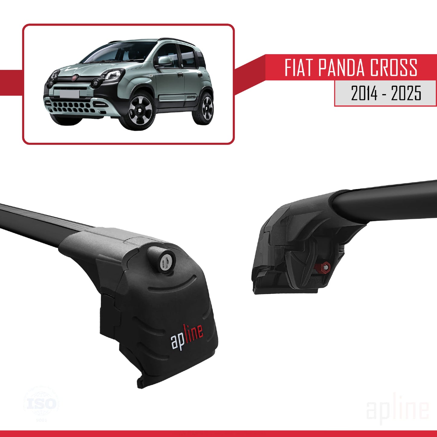 Compatibile con Fiat Panda Cross 2014-2025 ACE-2 Barre Tetto Portapacchi Auto Barre Portatutto Nero Alluminio 2 Barre
