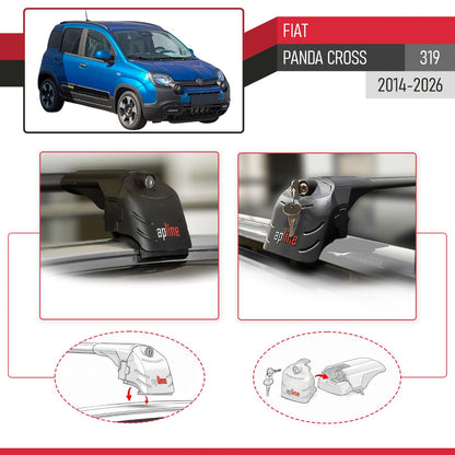 Compatible avec Fiat Panda Cross (319) 2014-2026 ACE-2 modèle Barres de Toit Railing Porte-Bagages de Voiture Noir Aluminium Barres
