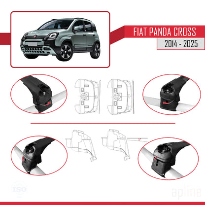 Compatibile con Fiat Panda Cross 2014-2025 ACE-2 Barre Tetto Portapacchi Auto Barre Portatutto Nero Alluminio 2 Barre