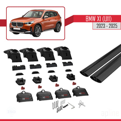 Kompatibel mit BMW X1 (U11) 2023-2025 ACE-2 Relingträger Dachträger Auto Gepäckträger Schwarz Aluminium 2 Stangen