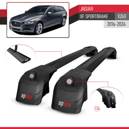 Kompatibel mit Jaguar XF S 2018-2024 ACE-2 Relingträger Dachträger Auto Gepäckträger Schwarz Aluminium 2 Stangen