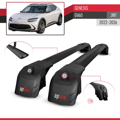 Compatible avec Genesis GV60 (JW1) 2022-2026 ACE-2 modèle Barres de Toit Railing Porte-Bagages de Voiture Noir Aluminium Barres