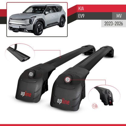 ACE-2 Dakdrager bagagedrager compatibel met Kia E V9 2024-2025 Spoorstaven Zwart Aluminium 2 Staven