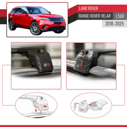 Compatible avec Land Rover Range Rover Velar (L560) 2018-2025 ACE-2 modèle Barres de Toit Railing Porte-Bagages de Voiture Noir Aluminium Barres