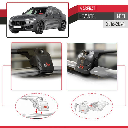 Kompatibel mit Maserati Levante 2017-2024 ACE-2 Relingträger Dachträger Auto Gepäckträger Schwarz Aluminium 2 Stangen