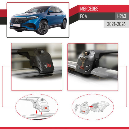 Kompatibel mit Mercedes EQA 2022-2024 ACE-2 Relingträger Dachträger Auto Gepäckträger Schwarz Aluminium 2 Stangen