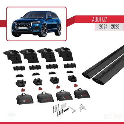 Compatible avec Audi Q7 2024-2025 ACE-2 Barres de Toit Railing Porte-Bagages de Voiture Noir Aluminium 2 Barres