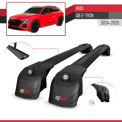 Kompatibel mit Audi Q8 e-Tron 2024-2025 ACE-2 Relingträger Dachträger Auto Gepäckträger Schwarz Aluminium 2 Stangen