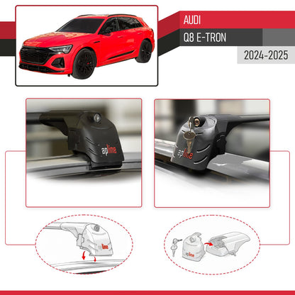 Kompatibel mit Audi Q8 e-Tron 2024-2025 ACE-2 Relingträger Dachträger Auto Gepäckträger Schwarz Aluminium 2 Stangen