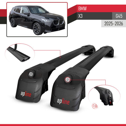 Kompatibel mit BMW X3 (G45) 2025 ACE-2 Relingträger Dachträger Auto Gepäckträger Schwarz Aluminium 2 Stangen