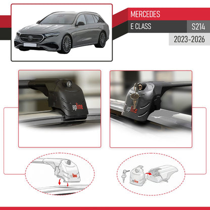 Compatible avec Mercedes E Class (S214) 2023-2026 ACE-2 modèle Barres de Toit Railing Porte-Bagages de Voiture Noir Aluminium Barres