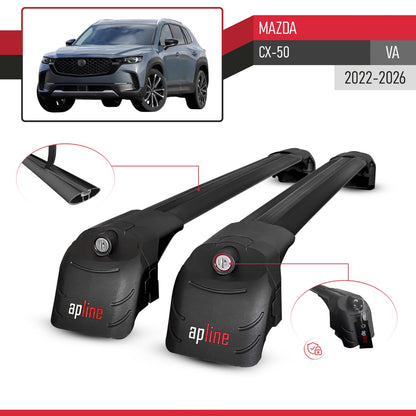 Compatible avec Mazda CX-50 (VA) 2022-2026 ACE-2 modèle Barres de Toit Railing Porte-Bagages de Voiture Noir Aluminium Barres