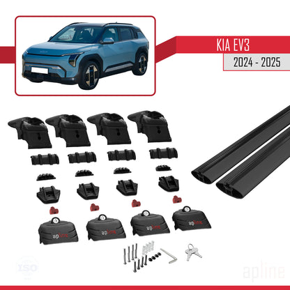 Compatible avec Kia EV3 2024-2025 ACE-2 Barres de Toit Railing Porte-Bagages de Voiture Noir Aluminium 2 Barres