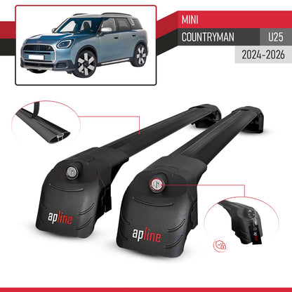 Compatible avec Mini Countryman (U25) 2024-2026 ACE-2 modèle Barres de Toit Railing Porte-Bagages de Voiture Noir Aluminium Barres