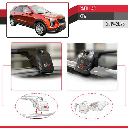 Compatibile con Cadillac XT4 2019-2025 ACE-2 Barre Tetto Portapacchi Auto Barre Portatutto Nero Alluminio 2 Barre