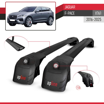 Kompatibel mit Jaguar F-Pace (X761) 2016-2025 ACE-2 Relingträger Dachträger Auto Gepäckträger Schwarz Aluminium 2 Stangen