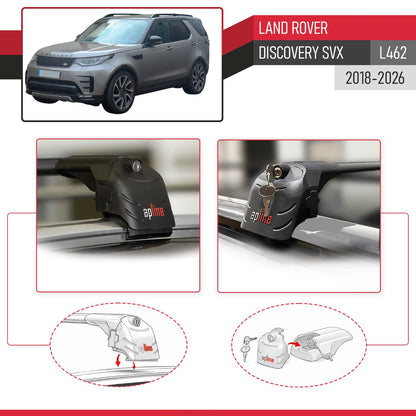 Compatible avec Land Rover Discovery SVX (L462) 2018-2026 ACE-2 modèle Barres de Toit Railing Porte-Bagages de Voiture Noir Aluminium Barres