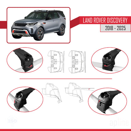 Compatible avec Land Rover Discovery SVX 2018-2025 ACE-2 Barres de Toit Railing Porte-Bagages de Voiture Noir Aluminium 2 Barres