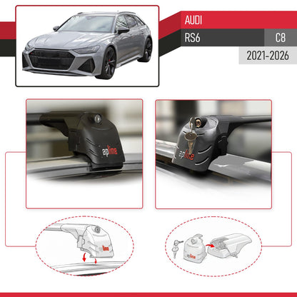 Kompatibel mit Audi RS6 2025 ACE-2 Relingträger Dachträger Auto Gepäckträger Schwarz Aluminium 2 Stangen