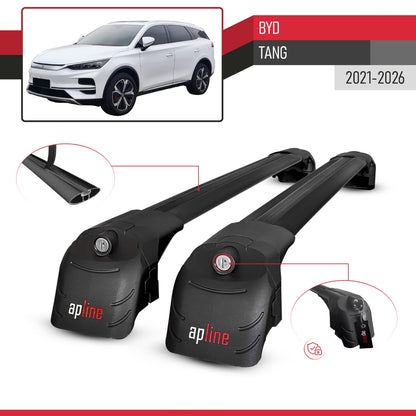 ACE-2 Dakdrager bagagedrager compatibel met BYD Tang 2021-2025 Spoorstaven Zwart Aluminium 2 Staven