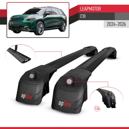 Kompatibel mit LEAPMOTOR C10 2024-2025 ACE-2 Relingträger Dachträger Auto Gepäckträger Schwarz Aluminium 2 Stangen