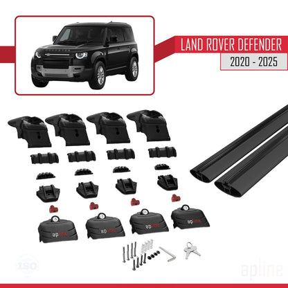 Compatible avec Land Rover Defender 2020-2025 ACE-2 Barres de Toit Railing Porte-Bagages de Voiture Noir Aluminium 2 Barres