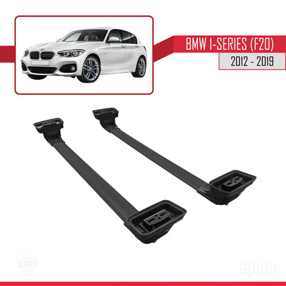 Compatible con BMW Serie 1 (F20) 2012-2019 ACE-3 Barras de Techo Auto Portaequipajes Barras Transversales Negro Aluminio 2 Barras