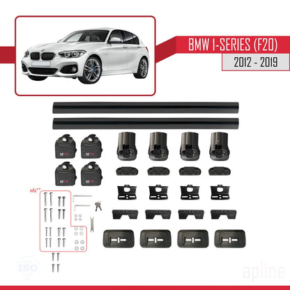 Compatible con BMW Serie 1 (F20) 2012-2019 ACE-3 Barras de Techo Auto Portaequipajes Barras Transversales Negro Aluminio 2 Barras