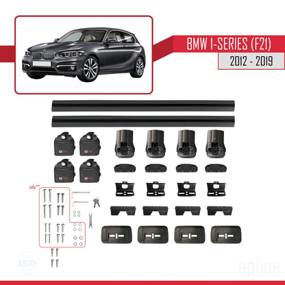 Compatible con BMW Serie 1 (F21) 2012-2019 ACE-3 Barras de Techo Auto Portaequipajes Barras Transversales Negro Aluminio 2 Barras
