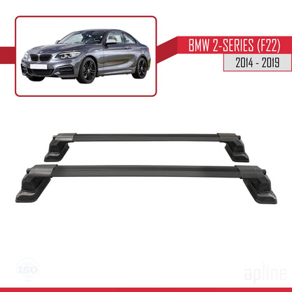 ACE-3 Dakdrager bagagedrager compatibel met BMW Serie 2 (F22) 2014-2019 Spoorstaven Zwart Aluminium 2 Staven