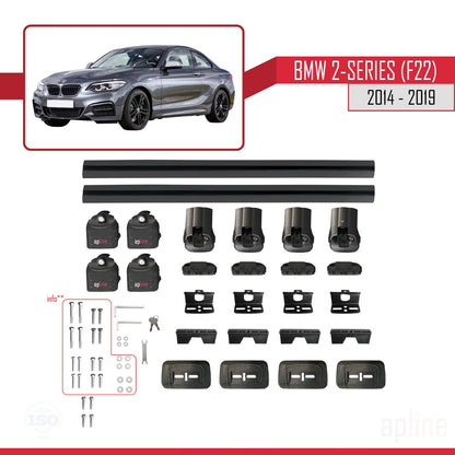 ACE-3 Dakdrager bagagedrager compatibel met BMW Serie 2 (F22) 2014-2019 Spoorstaven Zwart Aluminium 2 Staven