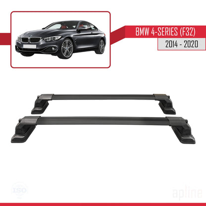 Compatible avec BMW Série 4 (F32) 2014-2020 ACE-3 Barres de Toit Railing Porte-Bagages de Voiture Noir Aluminium 2 Barres