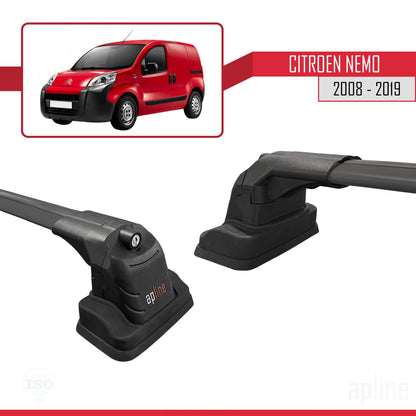 Compatible con Citroen Nemo 2008-2019 ACE-3 Barras de Techo Auto Portaequipajes Barras Transversales Negro Aluminio 2 Barras
