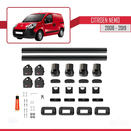 Compatible con Citroen Nemo 2008-2019 ACE-3 Barras de Techo Auto Portaequipajes Barras Transversales Negro Aluminio 2 Barras