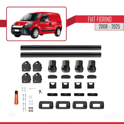 Compatible avec Fiat Fiorino 2008-2025 ACE-3 Barres de Toit Railing Porte-Bagages de Voiture Noir Aluminium 2 Barres