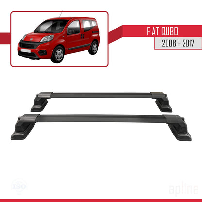Compatible avec Fiat Qubo 2008-2017 ACE-3 Barres de Toit Railing Porte-Bagages de Voiture Noir Aluminium 2 Barres