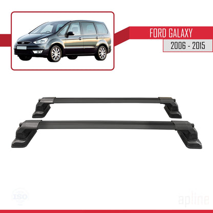 ACE-3 Dakdrager bagagedrager compatibel met Ford Galaxy (MK3) 2006-2015 Spoorstaven Zwart Aluminium 2 Staven