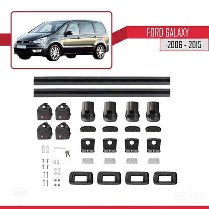ACE-3 Dakdrager bagagedrager compatibel met Ford Galaxy (MK3) 2006-2015 Spoorstaven Zwart Aluminium 2 Staven