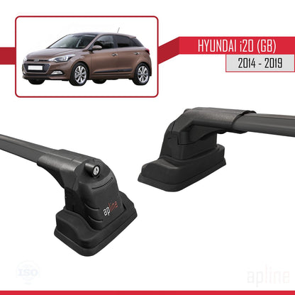 Compatible con Hyundai i20 (GB) 2014-2019 ACE-3 Barras de Techo Auto Portaequipajes Barras Transversales Negro Aluminio 2 Barras