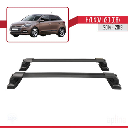 Compatible con Hyundai i20 (GB) 2014-2019 ACE-3 Barras de Techo Auto Portaequipajes Barras Transversales Negro Aluminio 2 Barras