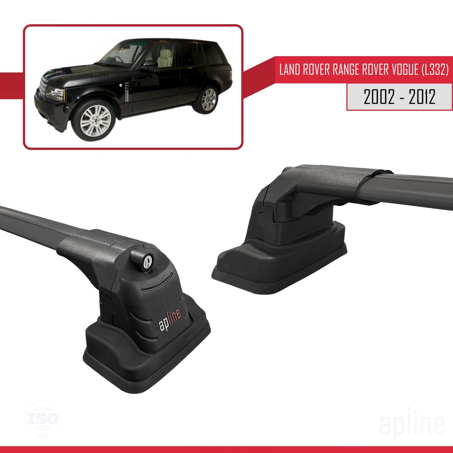 Compatible con Land Rover Range Rover Vogue (L322) 2002-2012 ACE-3 Barras de Techo Auto Portaequipajes Barras Transversales Negro Aluminio 2 Barras
