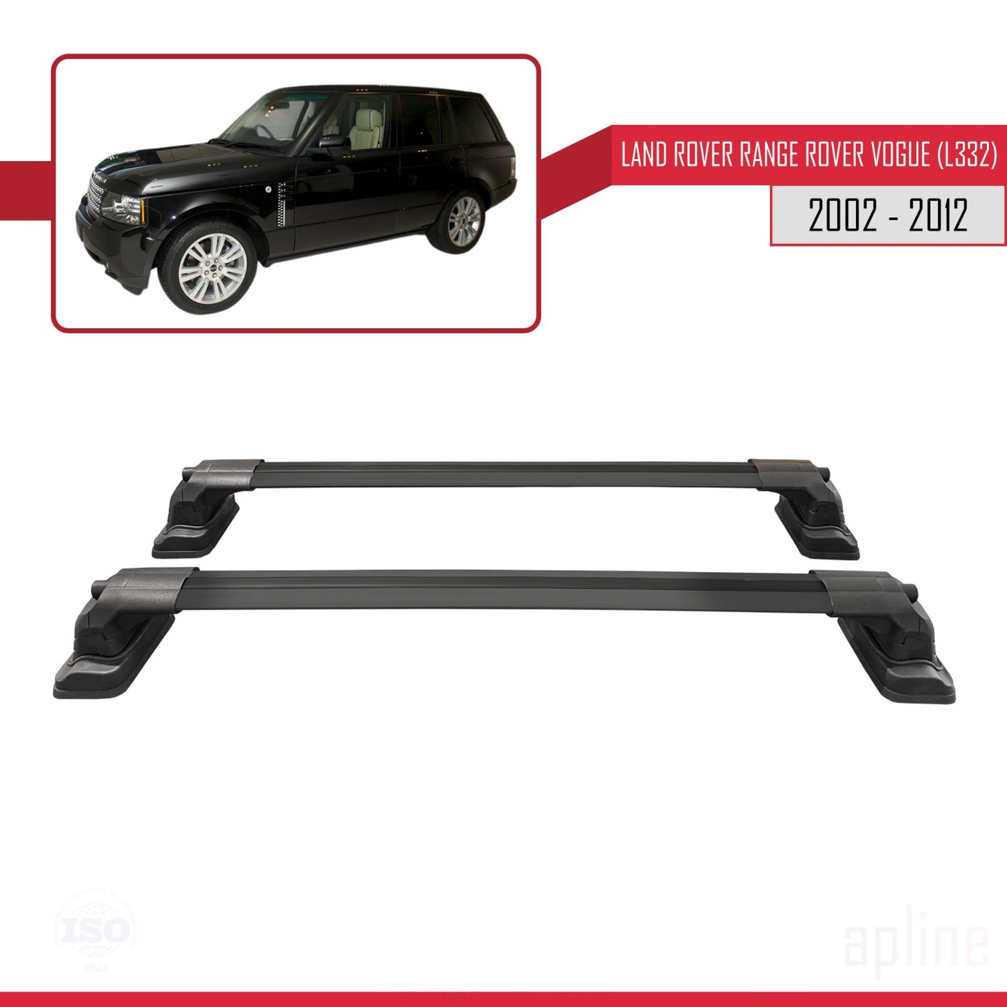 Compatible con Land Rover Range Rover Vogue (L322) 2002-2012 ACE-3 Barras de Techo Auto Portaequipajes Barras Transversales Negro Aluminio 2 Barras